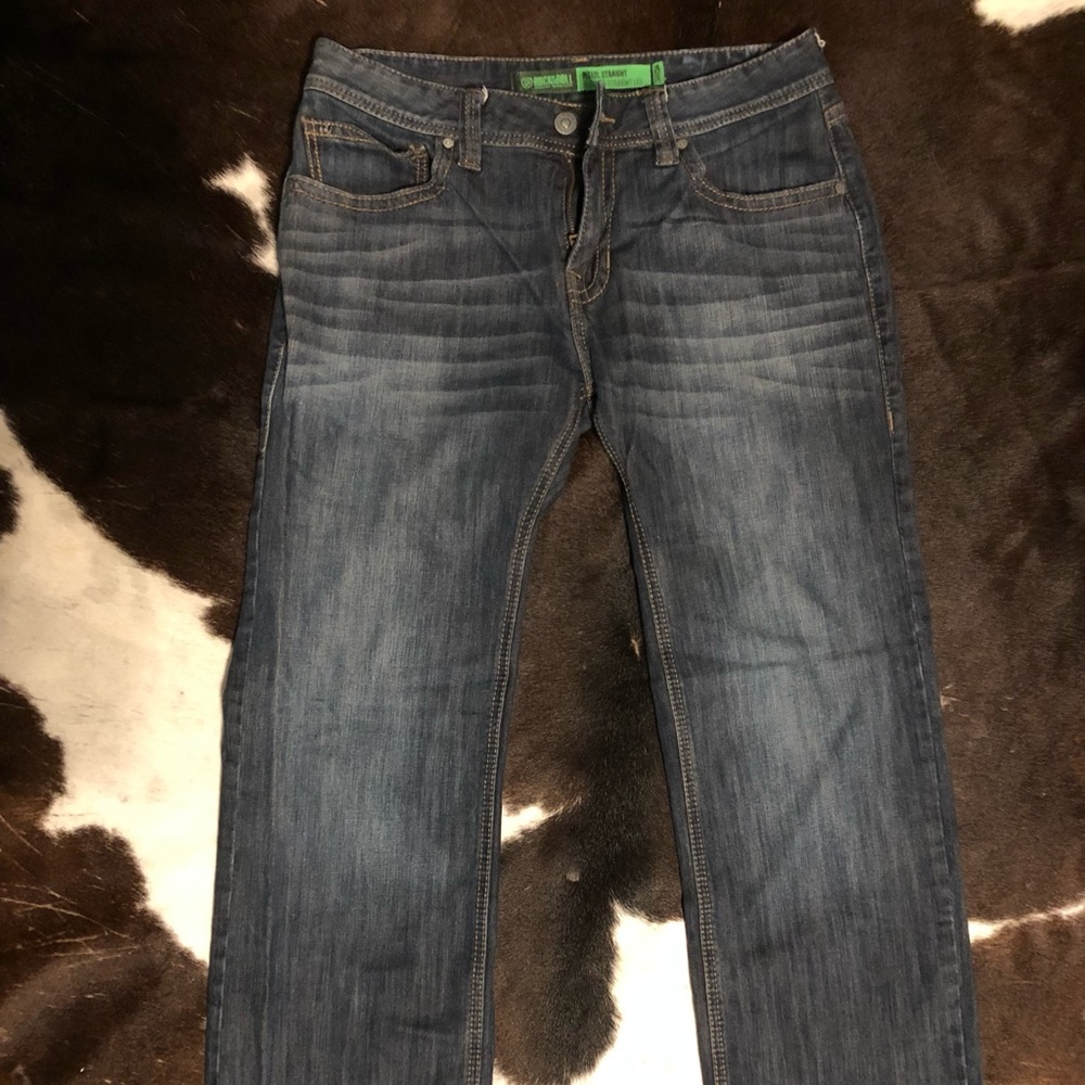 34x34 Rock n’ Roll Denim Pistol Straight jeans.